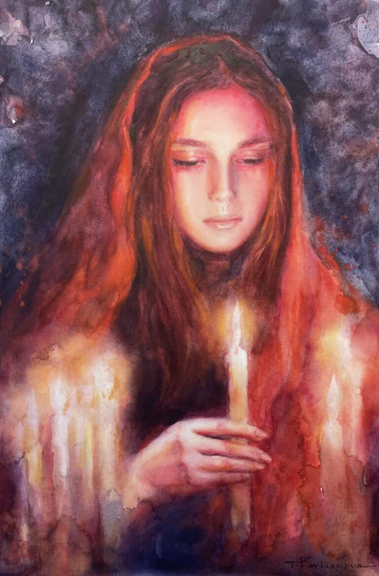 Sweden_Aritst-Tatiana-Kotliarova_2024_Young-woman-with-a-candle_1500euro_print-to-show